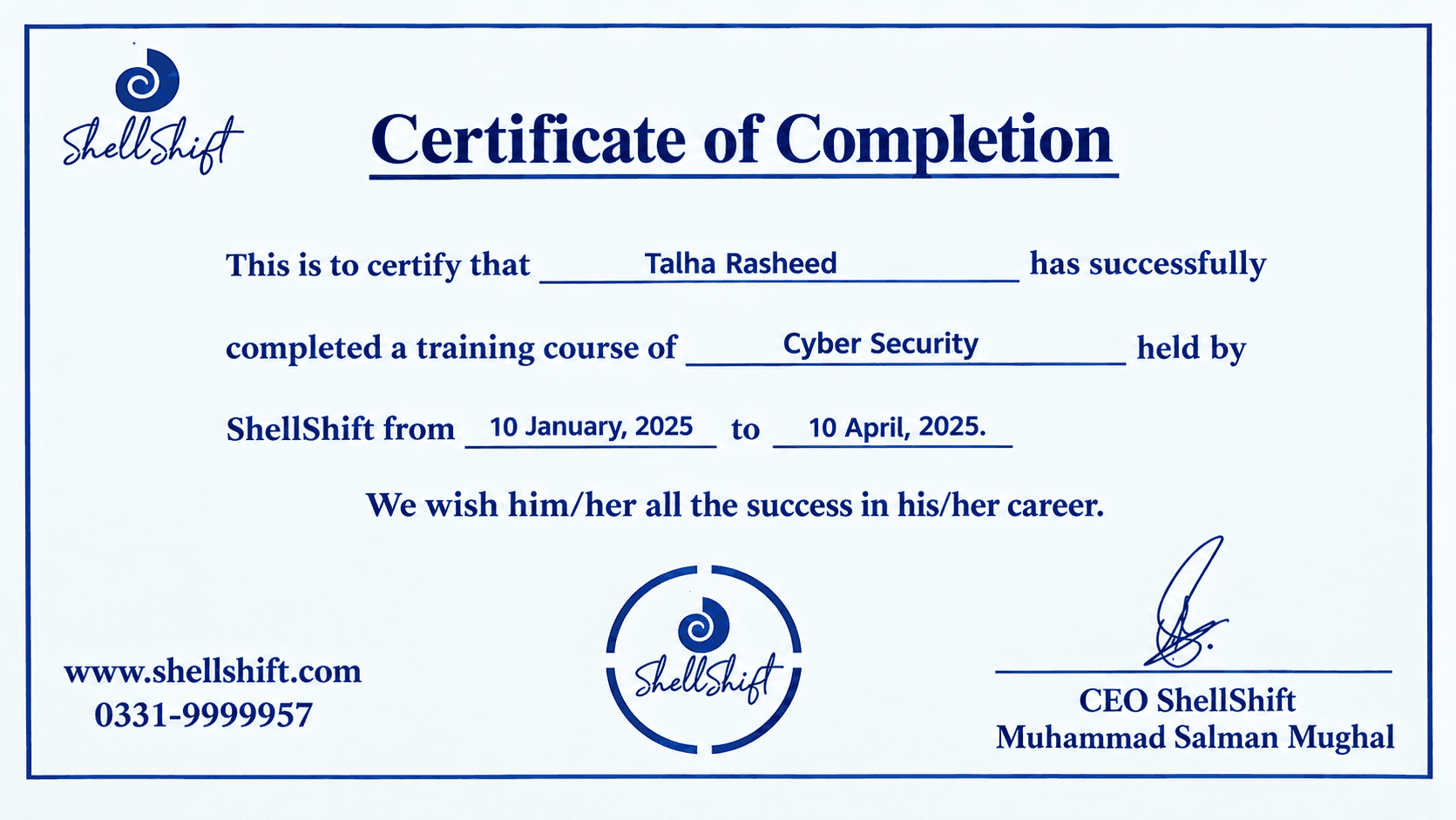 Cyber Security certificate