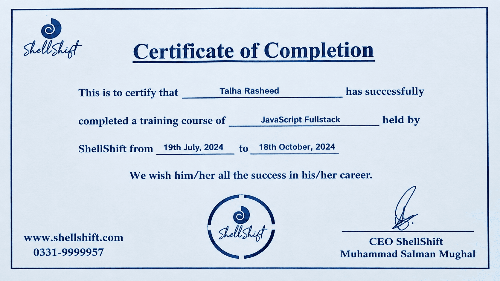 JavaScript Fullstack certificate